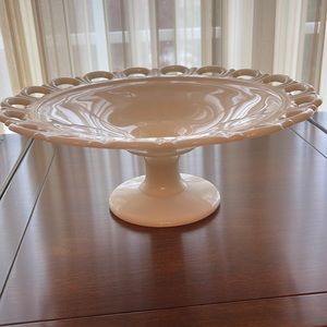 White milk glass bowl with lace edge